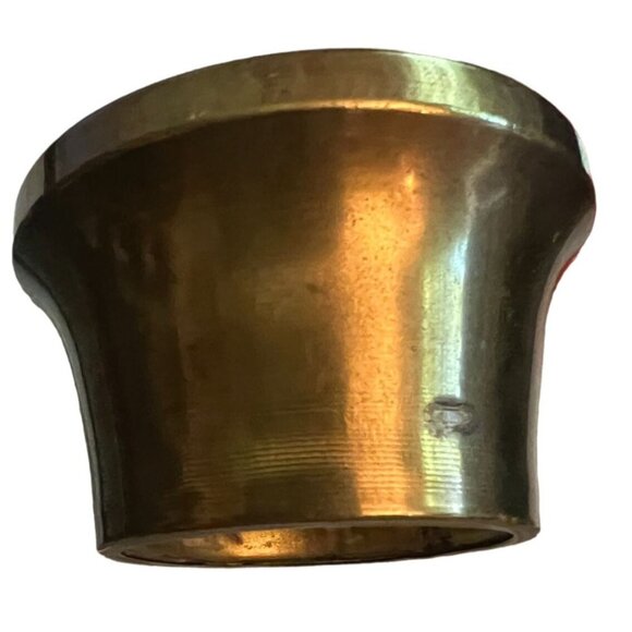 Antique Inkwell Glass beveled glass corners & concave Brass top Square Base 3" - Picture 8 of 10